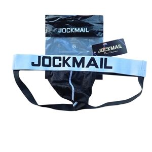 New Jockmail Black / White Men's Jockstrap Underwear Size L